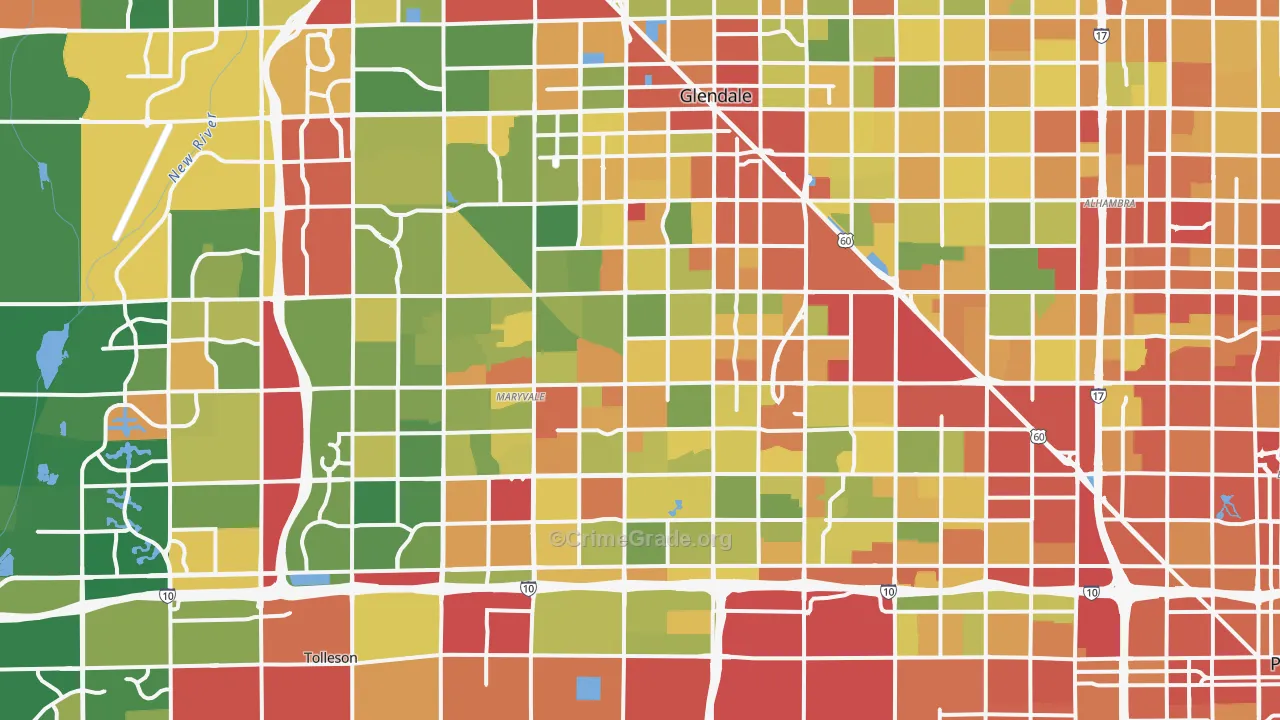Maryvale, Phoenix, AZ Map of Robbery Rates