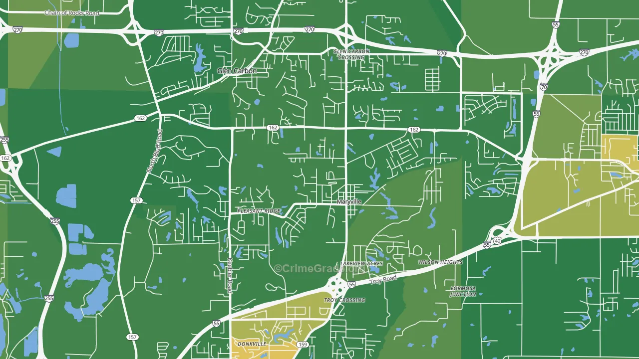 Maryville, IL Map of Robbery Rates