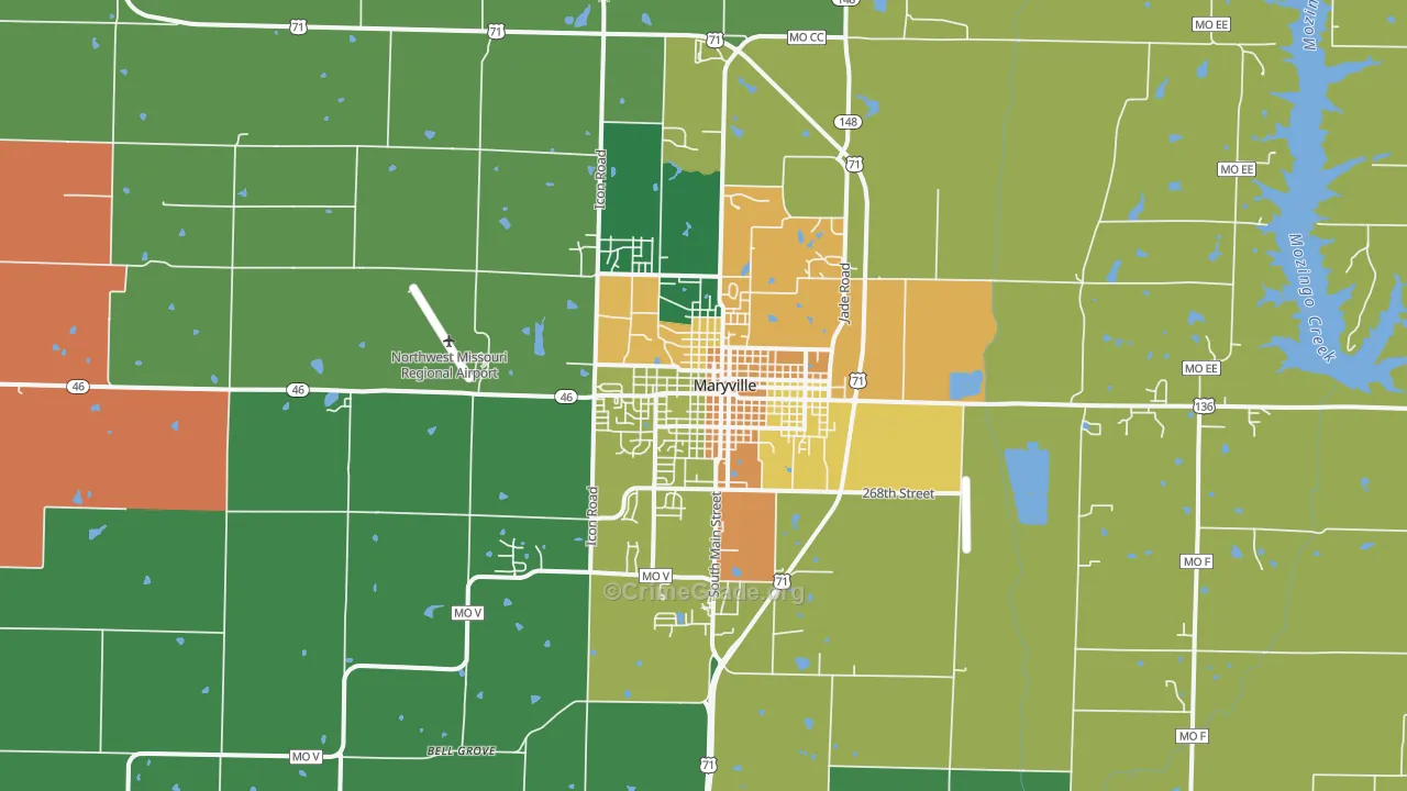 Maryville, MO Map of Robbery Rates