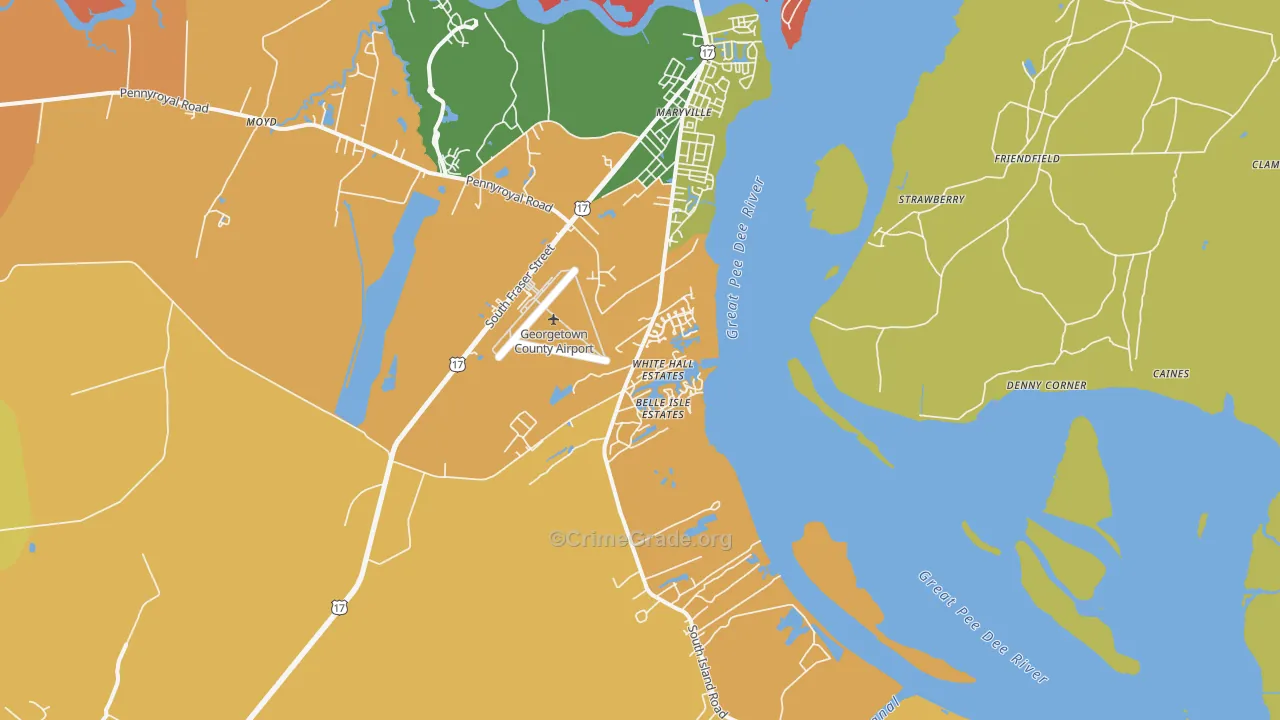 Maryville, SC Map of Robbery Rates