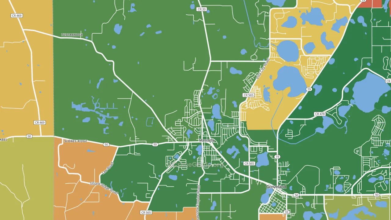 Mascotte, FL Map of Robbery Rates