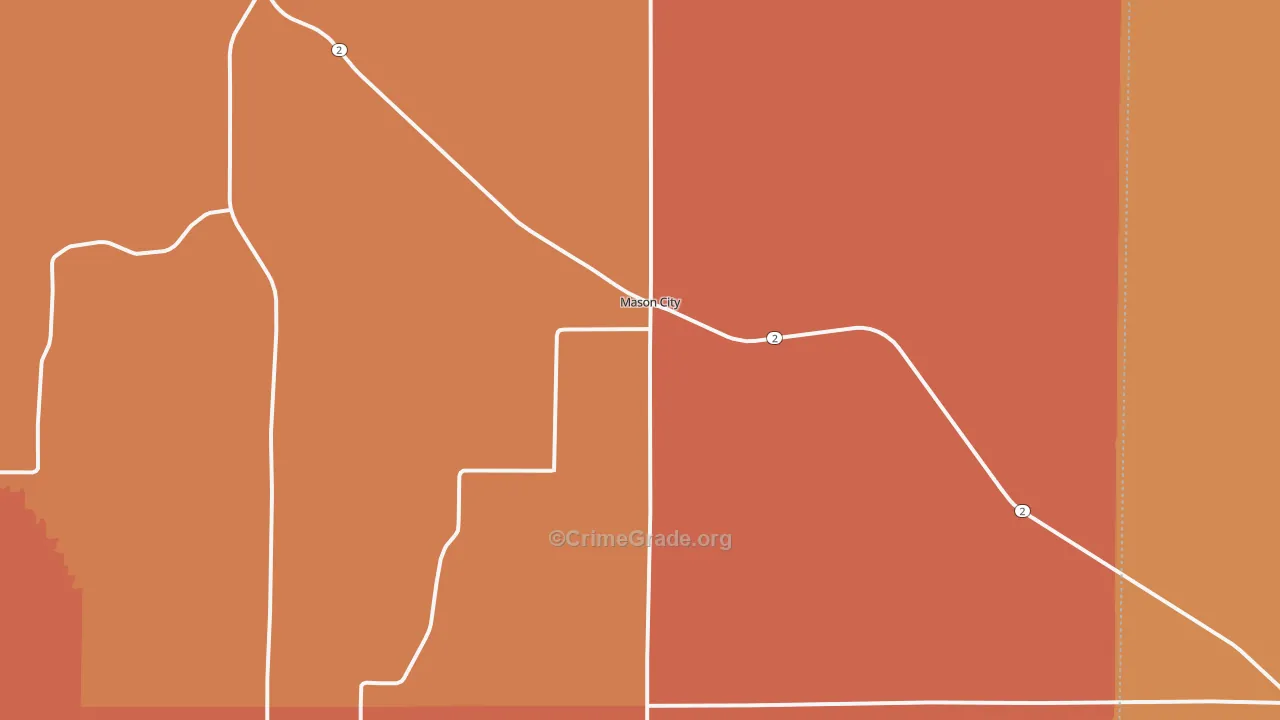 Mason City, NE Map of Robbery Rates