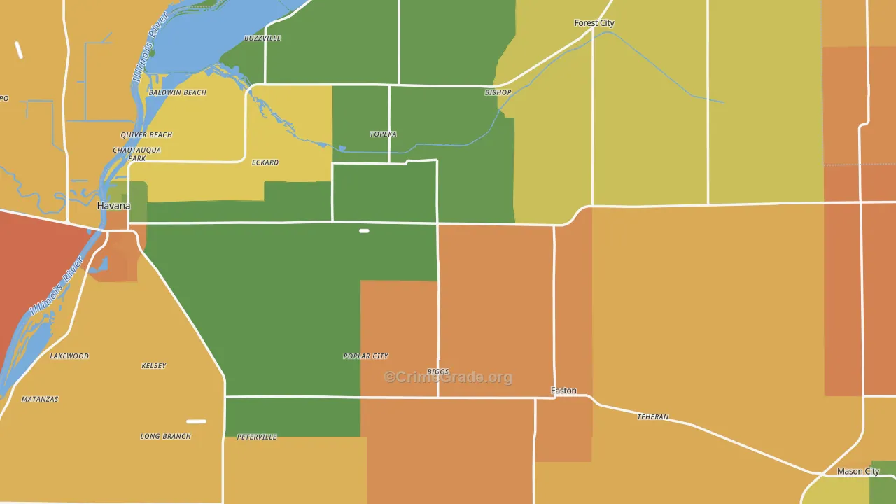 Mason County, IL Map of Robbery Rates