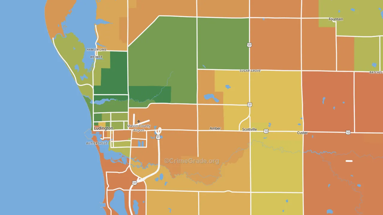 Mason County, MI Map of Robbery Rates