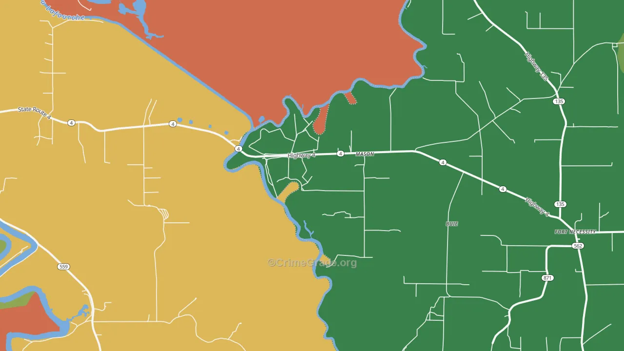 Mason, LA Map of Robbery Rates
