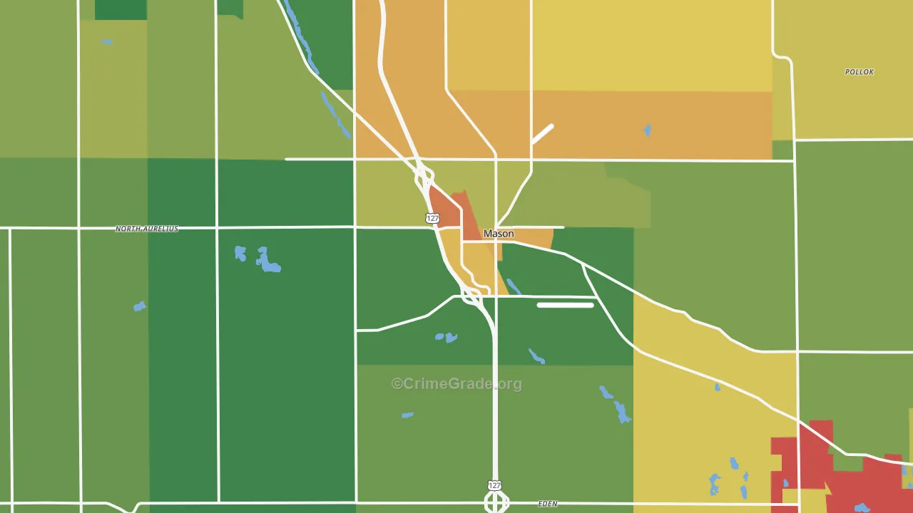 Mason, MI Map of Robbery Rates