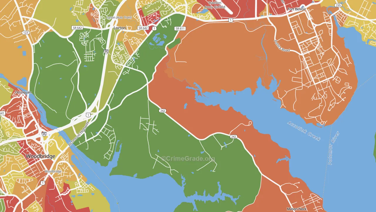 Mason Neck, VA Map of Robbery Rates