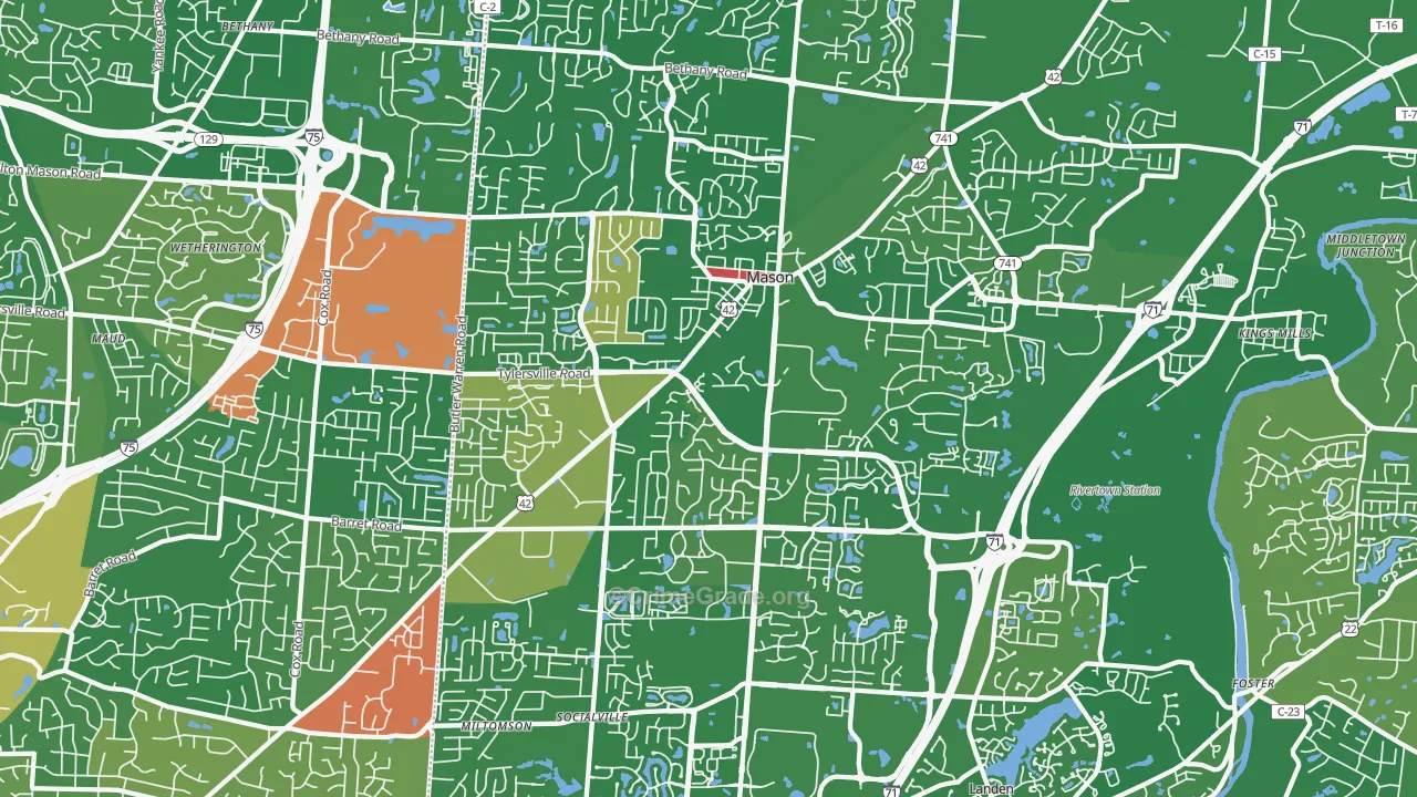 Mason, OH Map of Robbery Rates
