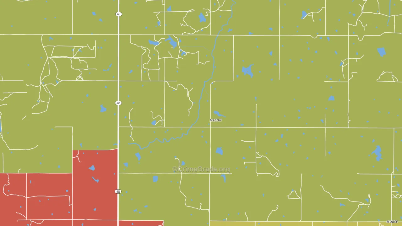 Mason, OK Map of Robbery Rates