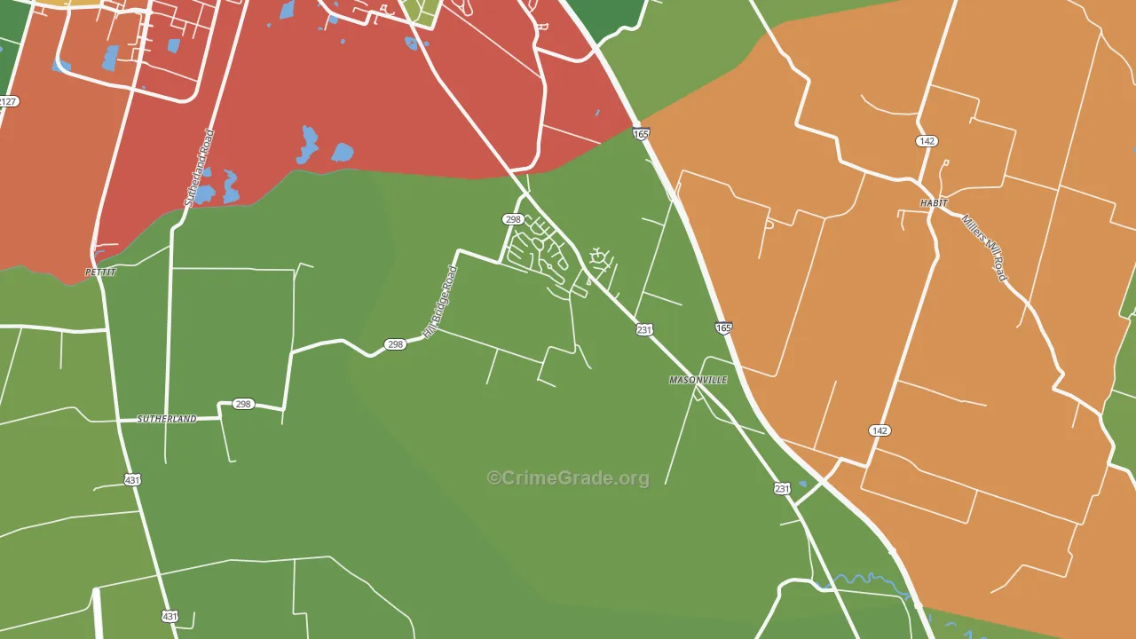 Masonville, KY Map of Robbery Rates