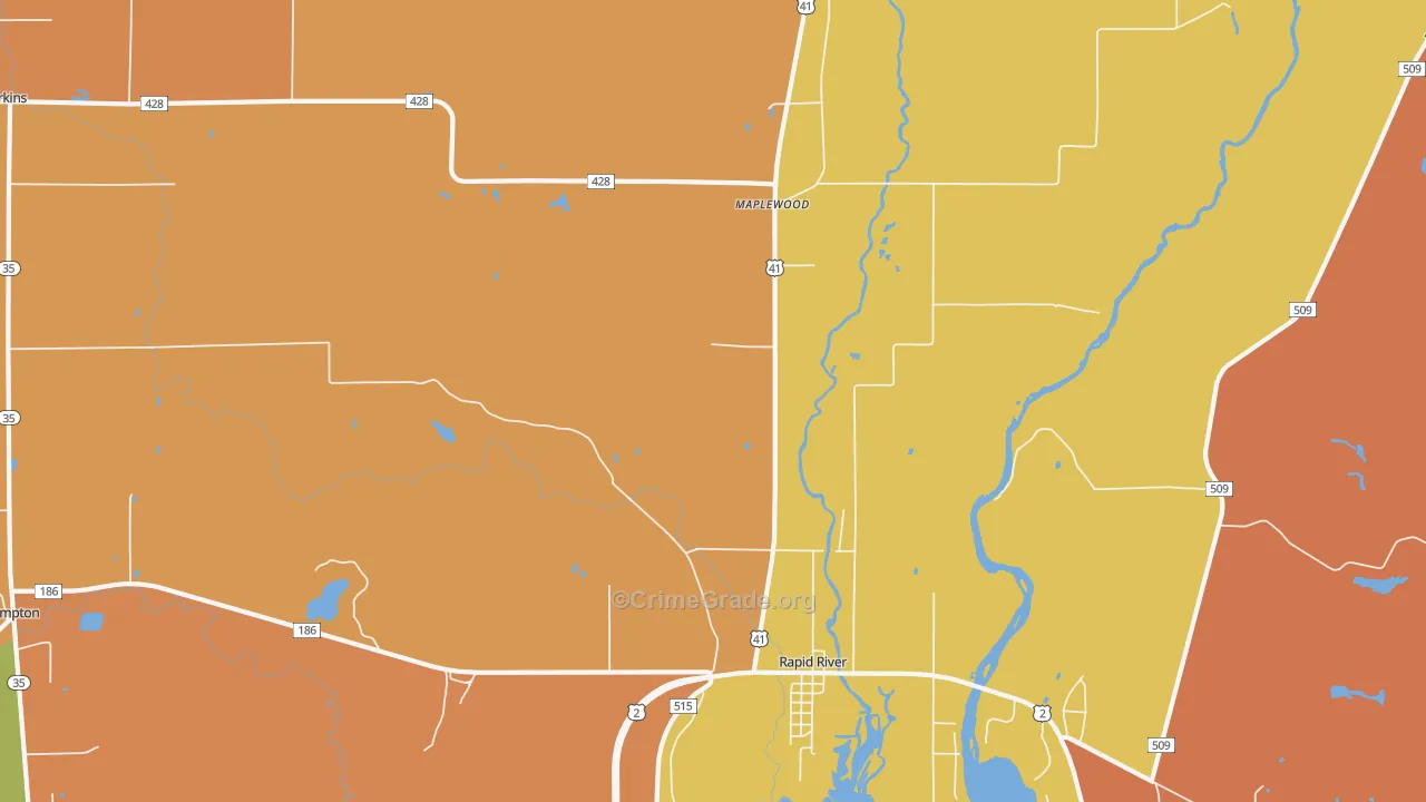 Masonville, MI Map of Robbery Rates