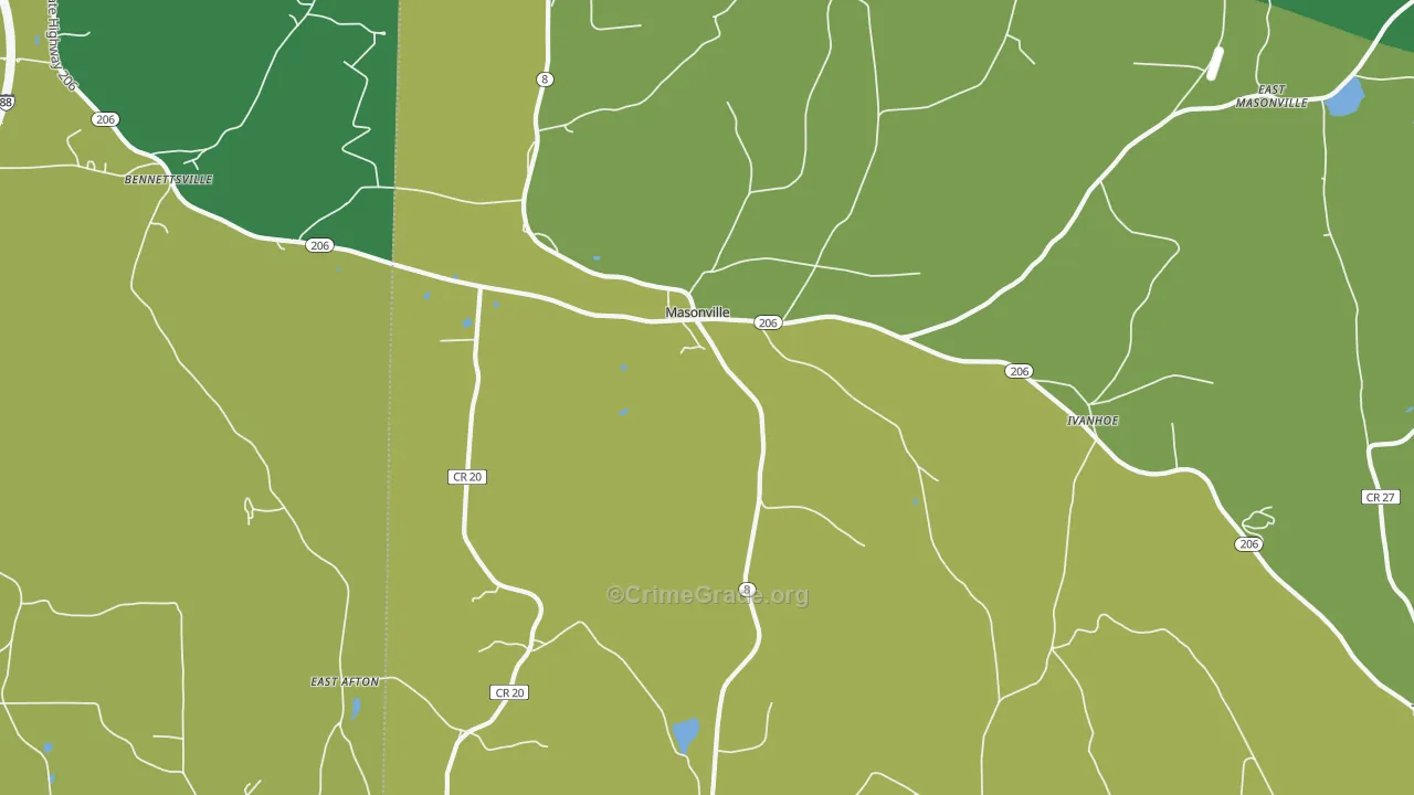 Masonville, NY Map of Robbery Rates