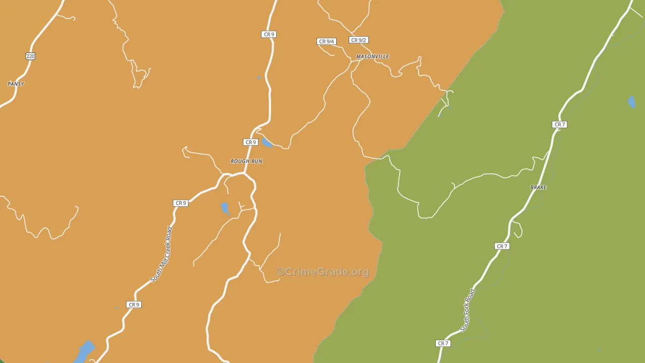 Masonville, WV Map of Robbery Rates