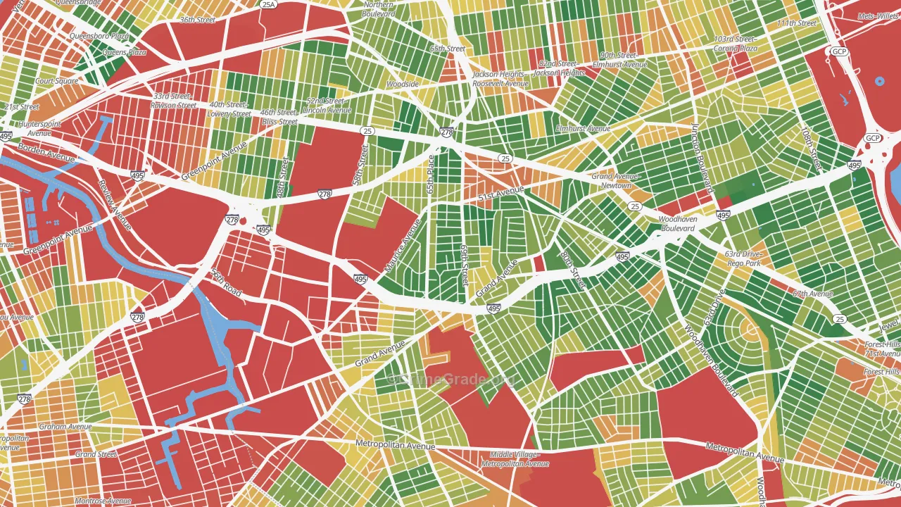 Maspeth, Queens, NY Map of Robbery Rates