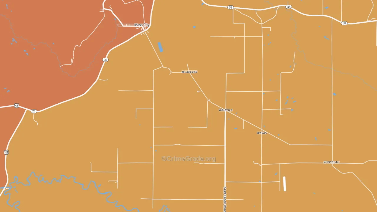Mass City, MI Map of Robbery Rates