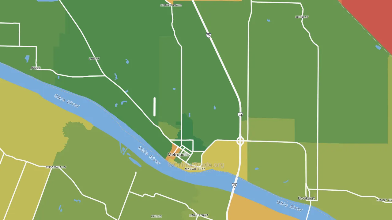 Massac County, IL Map of Robbery Rates