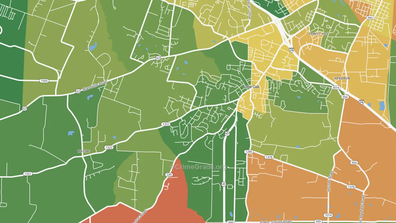 Massac, KY Map of Robbery Rates