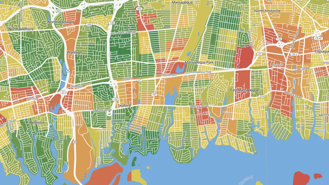 Massapequa, NY Map of Robbery Rates