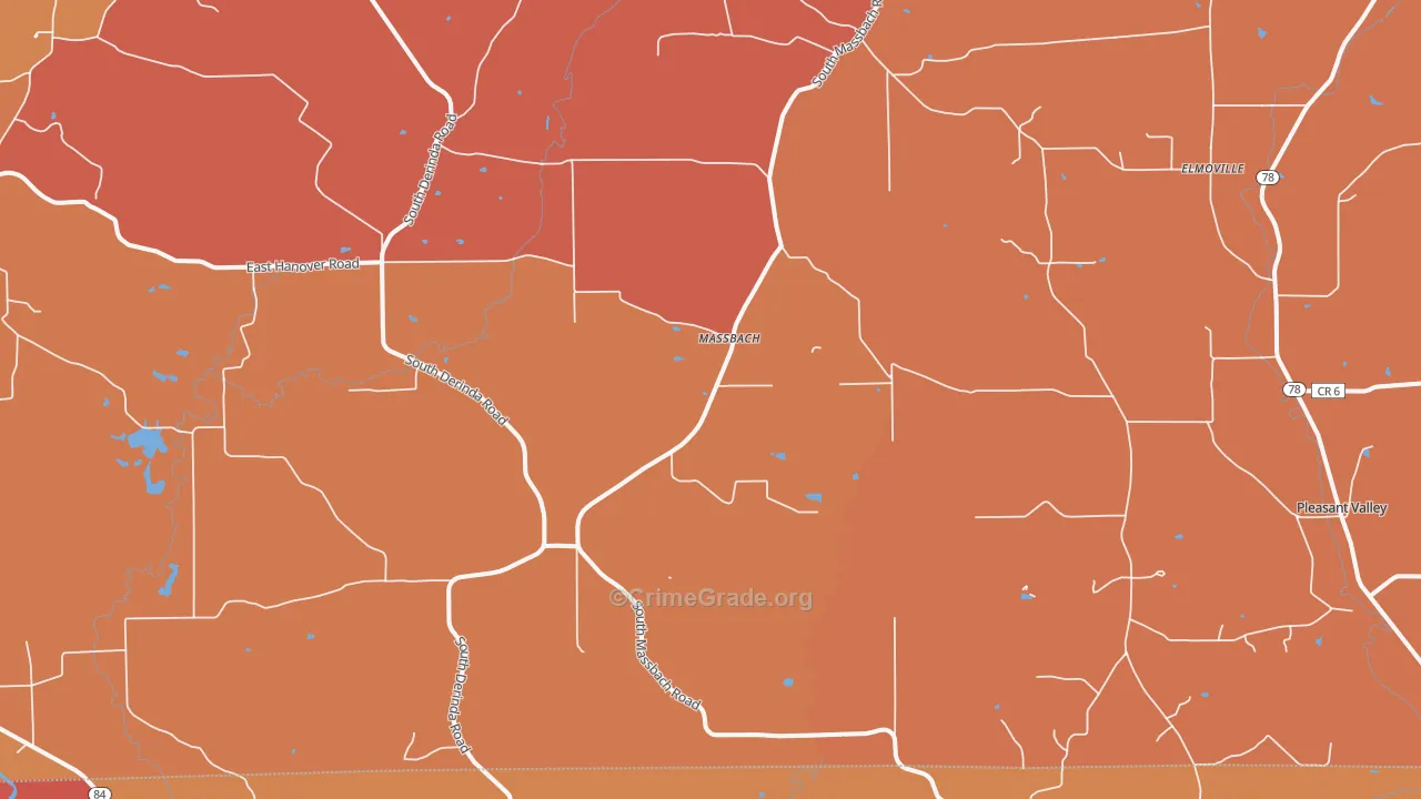Massbach, IL Map of Robbery Rates