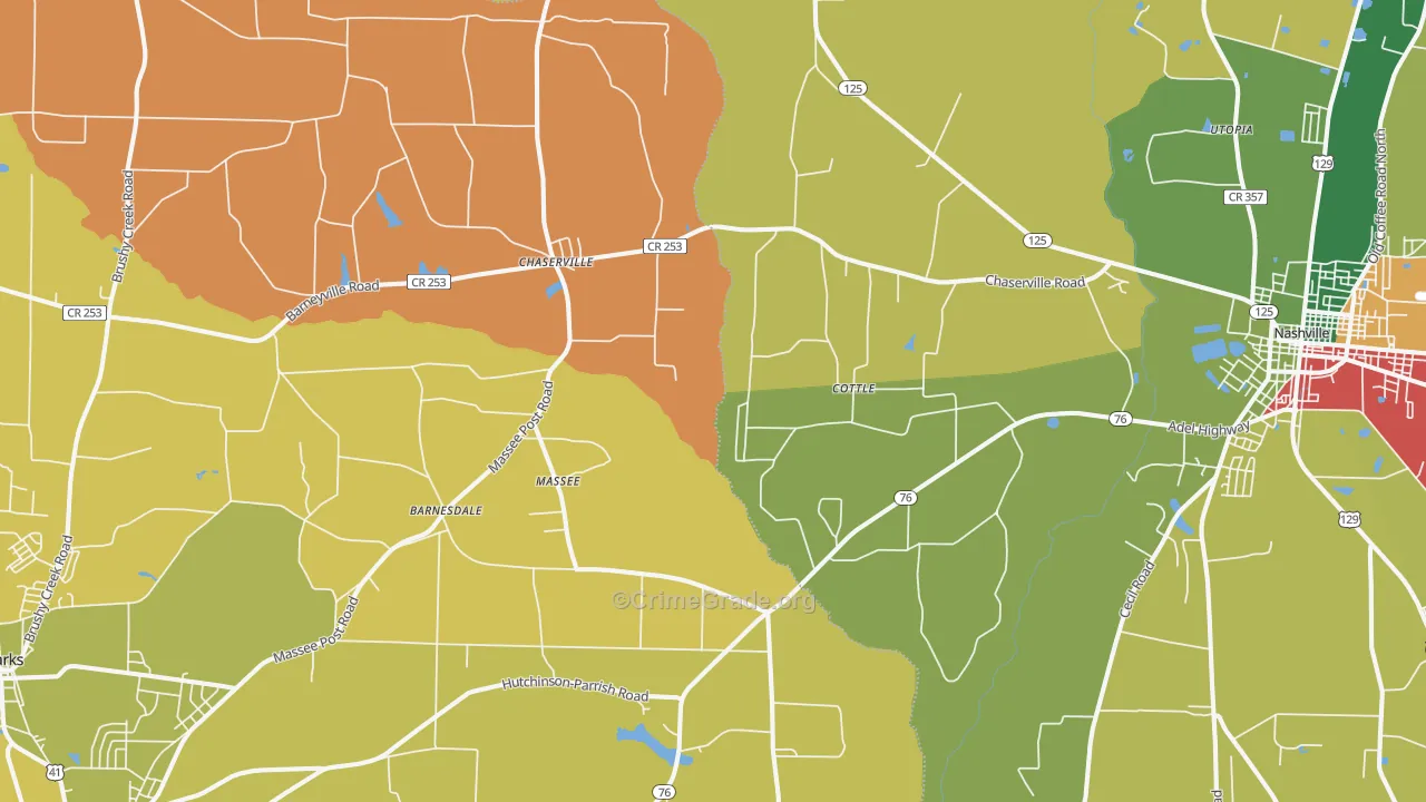 Massee, GA Map of Robbery Rates