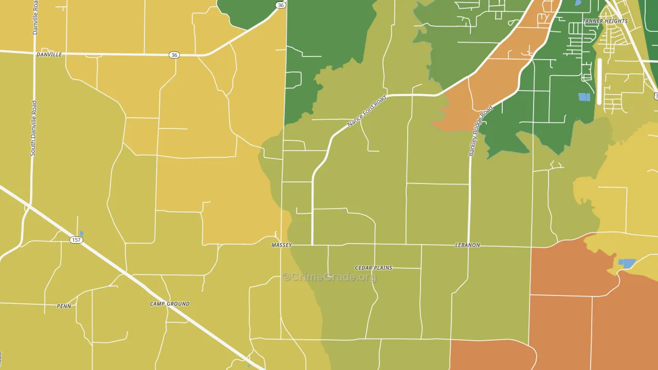 Massey, AL Map of Robbery Rates