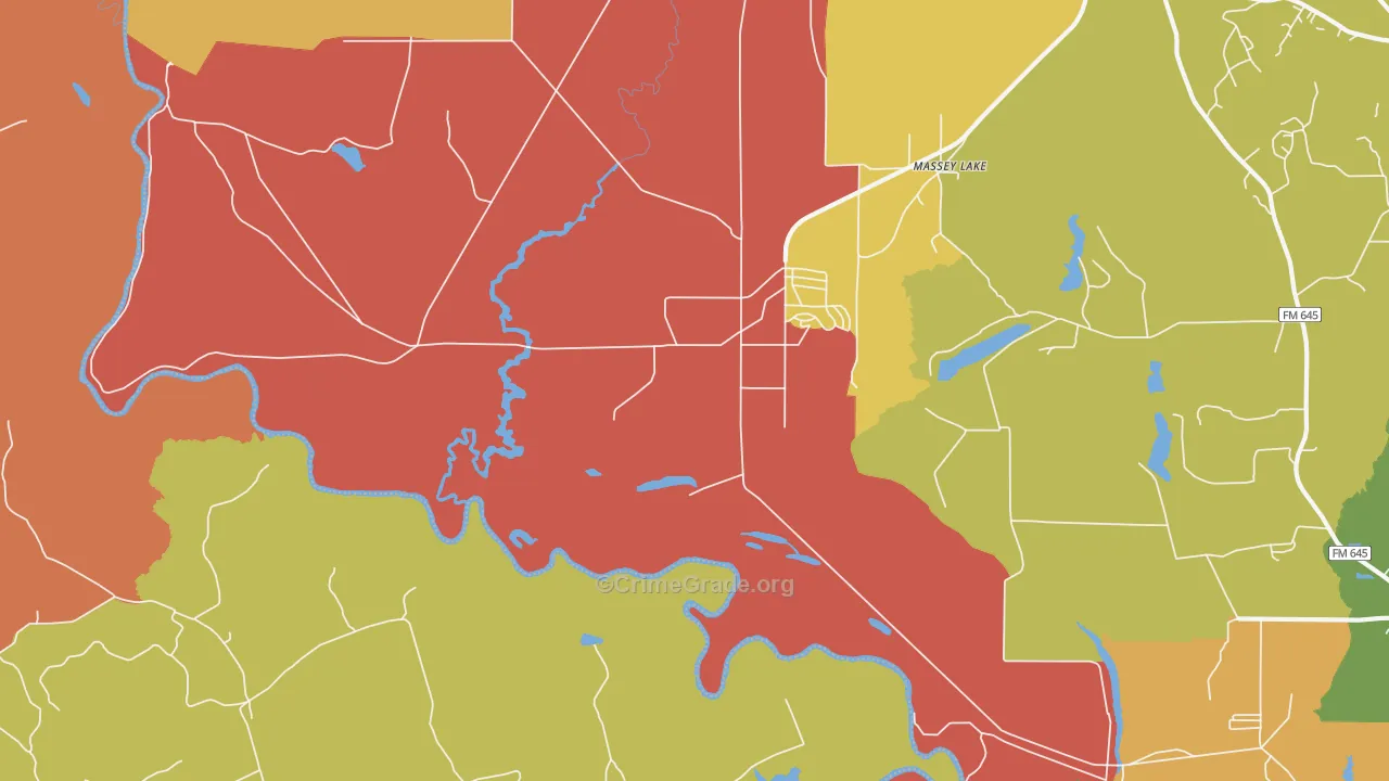 Massey Lake, TX Map of Robbery Rates