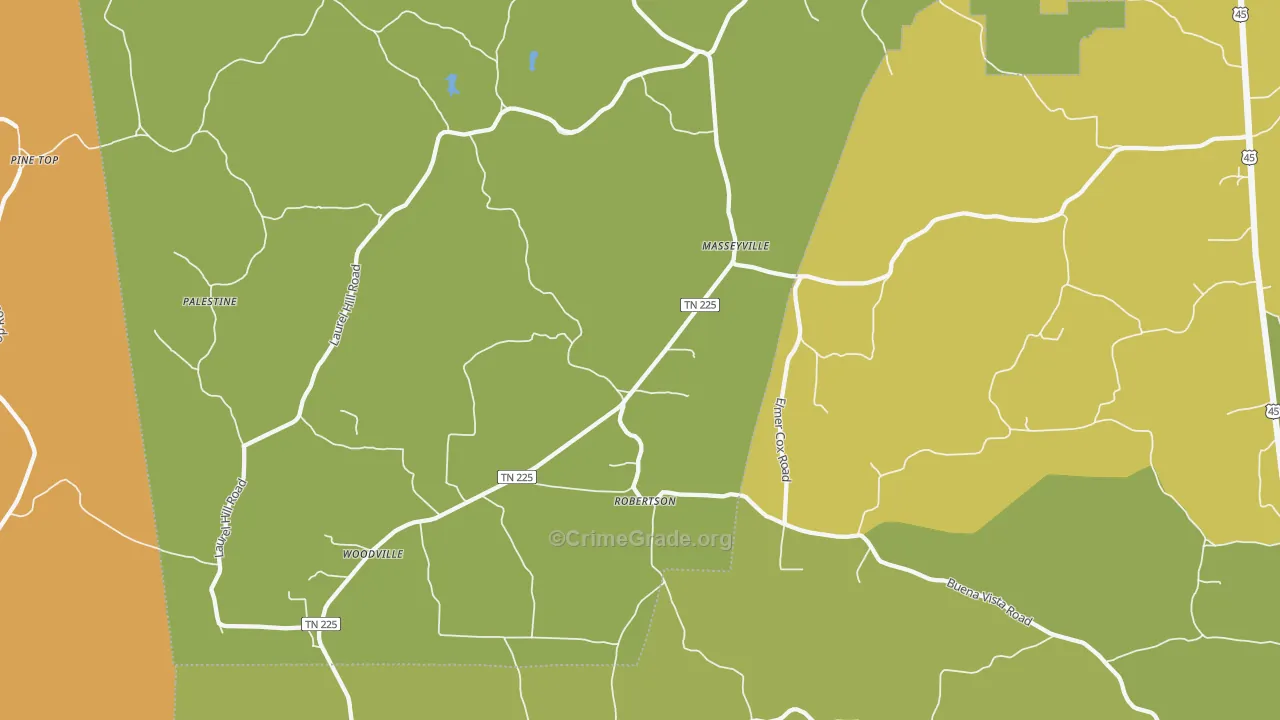 Masseyville, TN Map of Robbery Rates