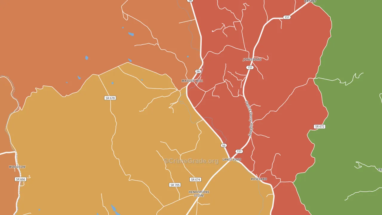 Massies Mill, VA Map of Robbery Rates