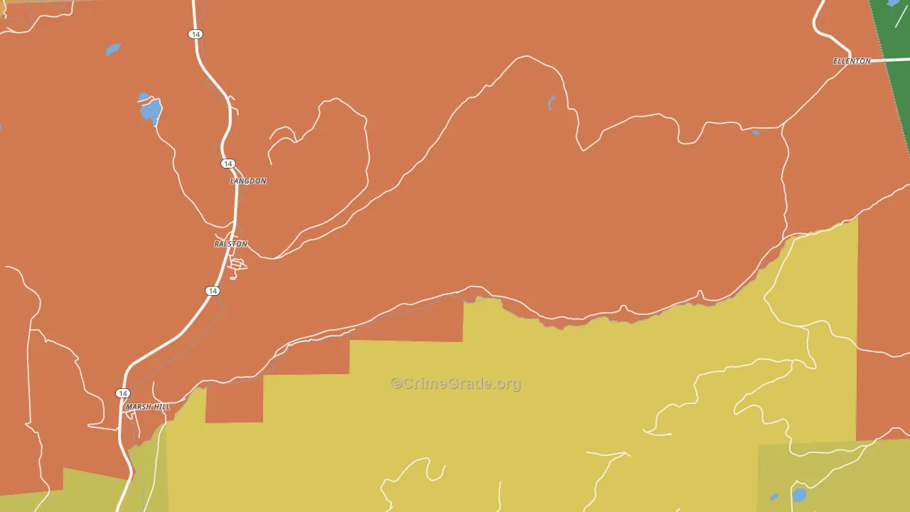 Masten, PA Map of Robbery Rates