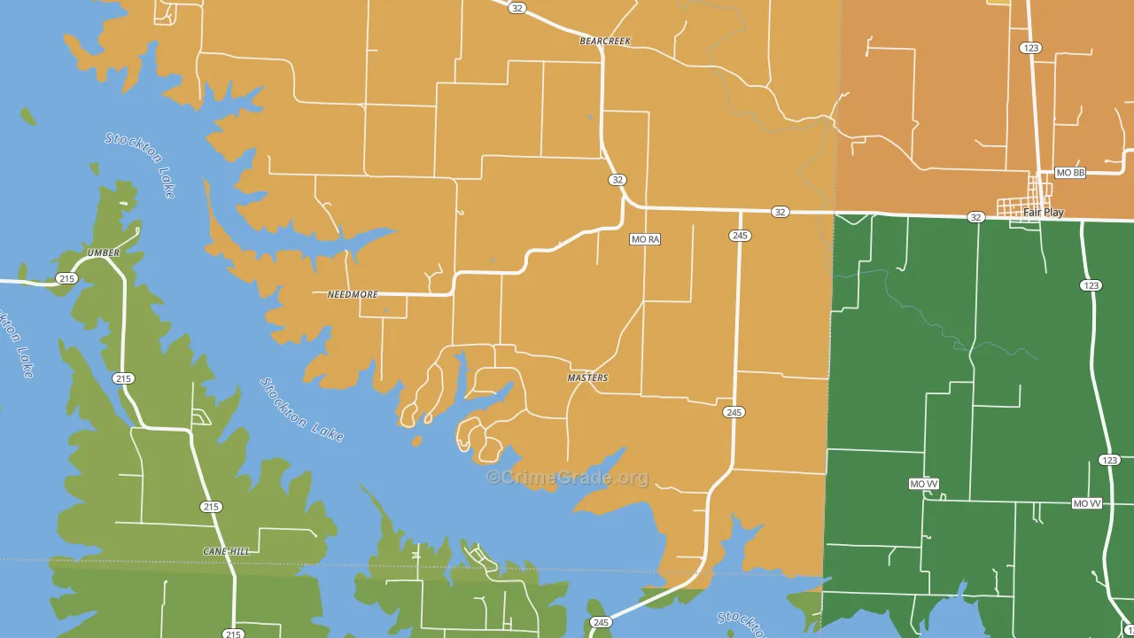 Masters, MO Map of Robbery Rates