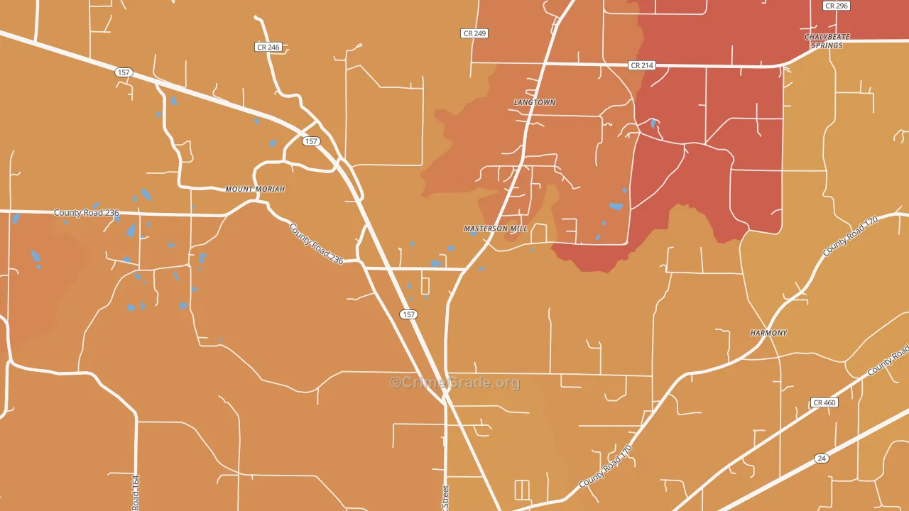 Masterson Mill, AL Map of Robbery Rates