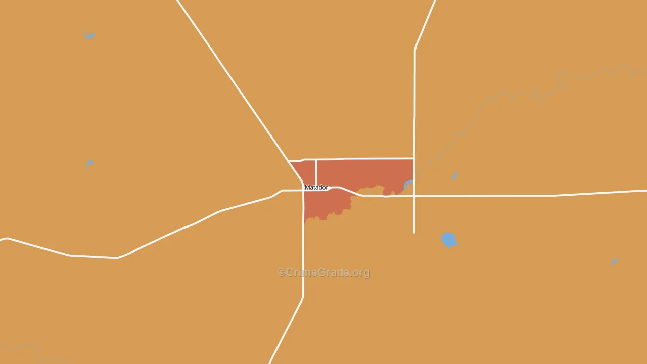 Matador, TX Map of Robbery Rates