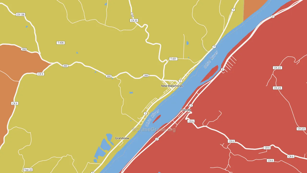 Matamoras, OH Map of Robbery Rates