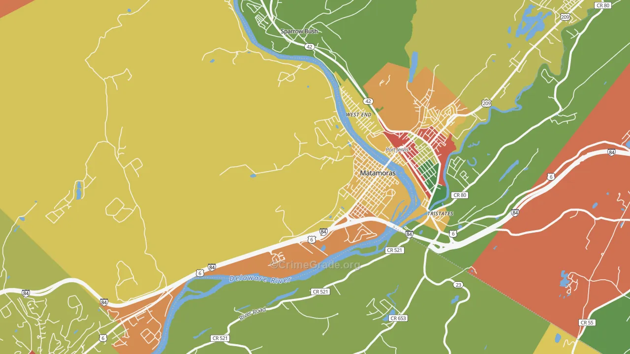 Matamoras, PA Map of Robbery Rates
