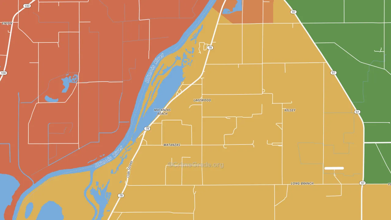 Matanzas Beach, IL Map of Robbery Rates