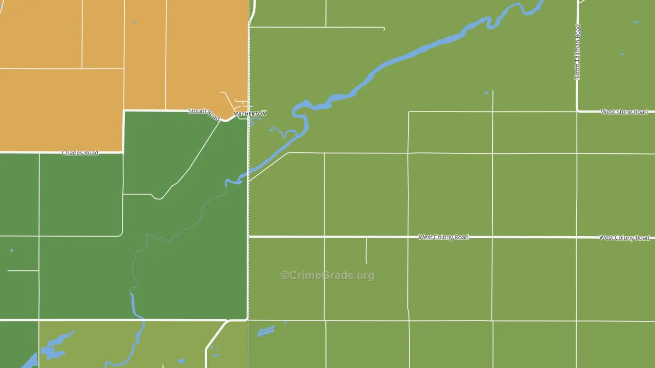 Matherton, MI Map of Robbery Rates