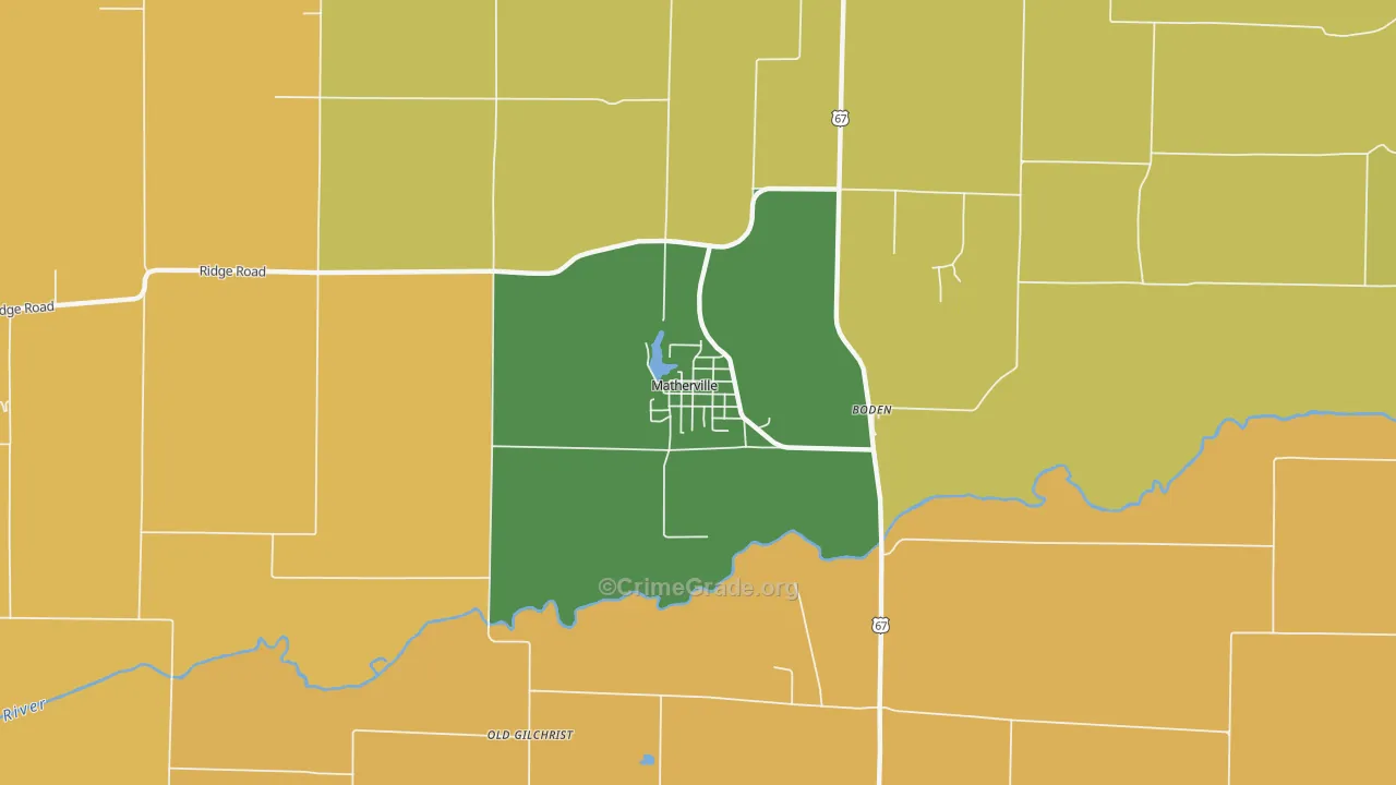 Matherville, IL Map of Robbery Rates