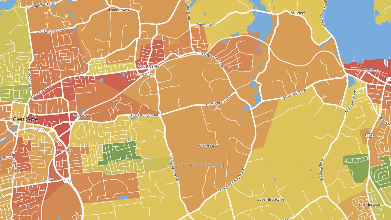 Matinecock, NY Map of Robbery Rates