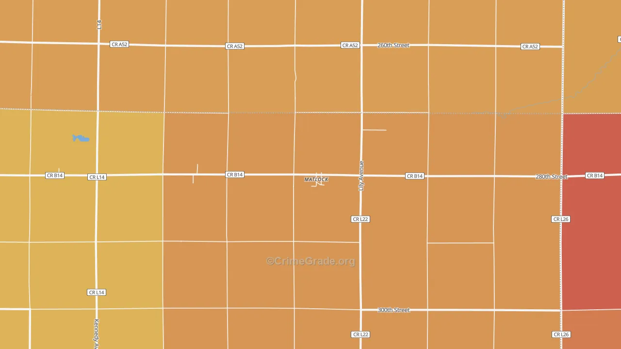 Matlock, IA Map of Robbery Rates