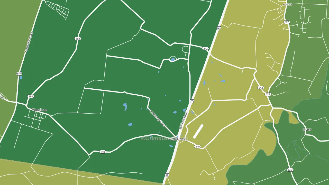 Matlock, KY Map of Robbery Rates