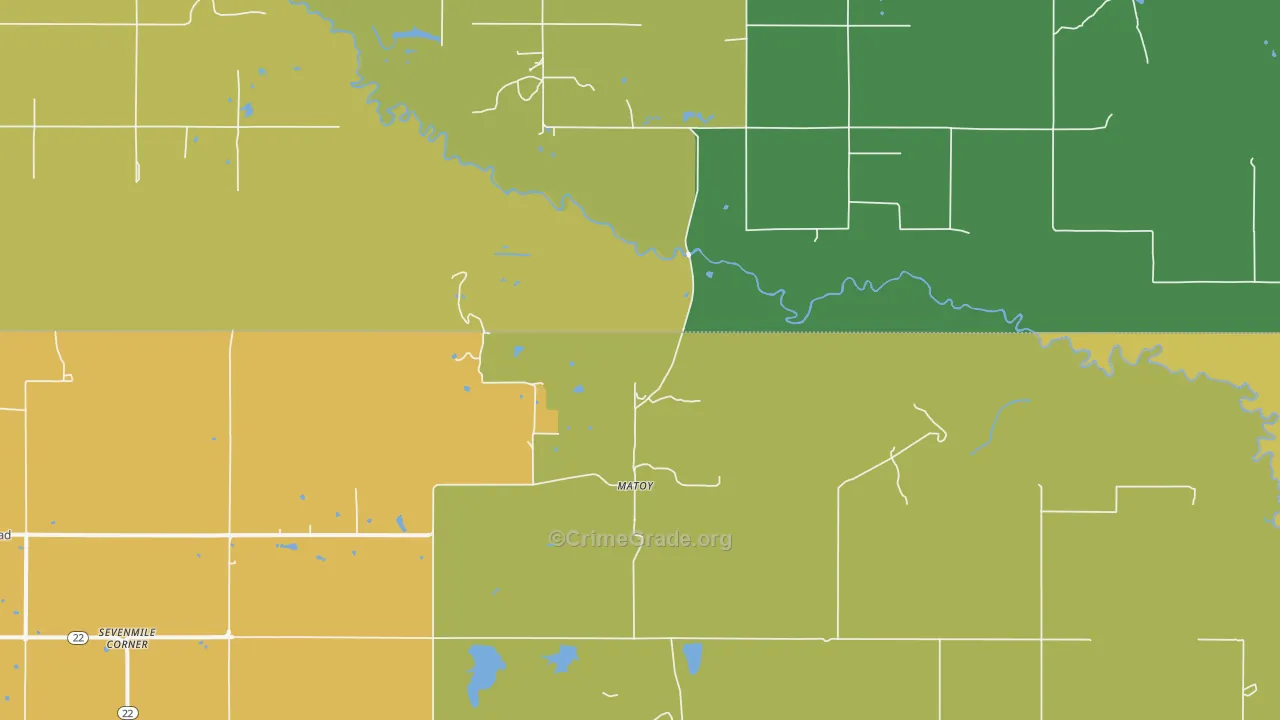 Matoy, OK Map of Robbery Rates