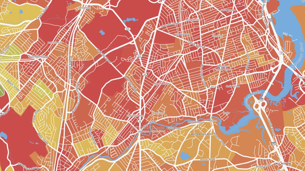 Mattapan, MA Map of Robbery Rates
