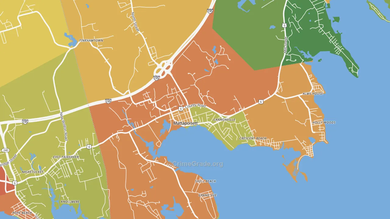 Mattapoisett Center, MA Map of Robbery Rates