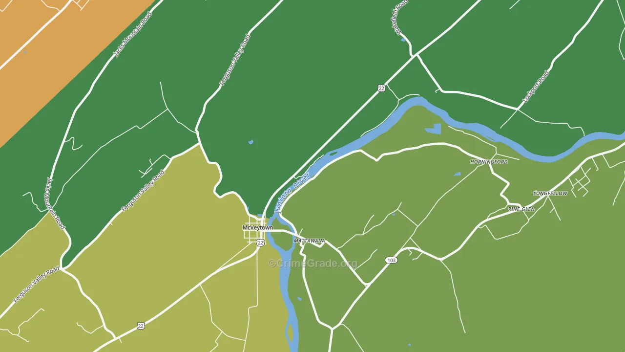 Mattawana, PA Map of Robbery Rates