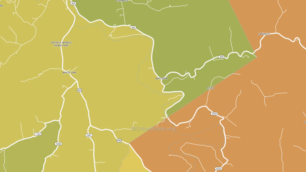 Matthew, KY Map of Robbery Rates