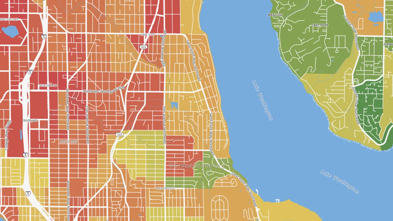Matthews Beach, Seattle, WA Map of Robbery Rates