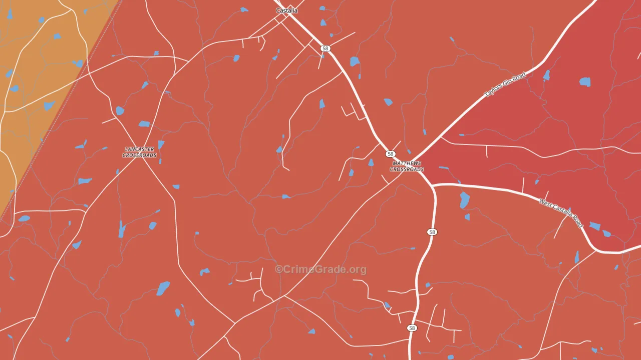 Matthews Crossroads, NC Map of Robbery Rates