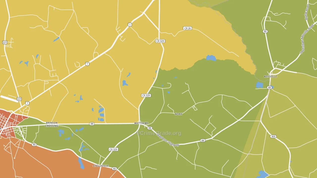 Matthews, GA Map of Robbery Rates