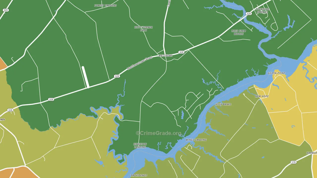 Matthews, MD Map of Robbery Rates