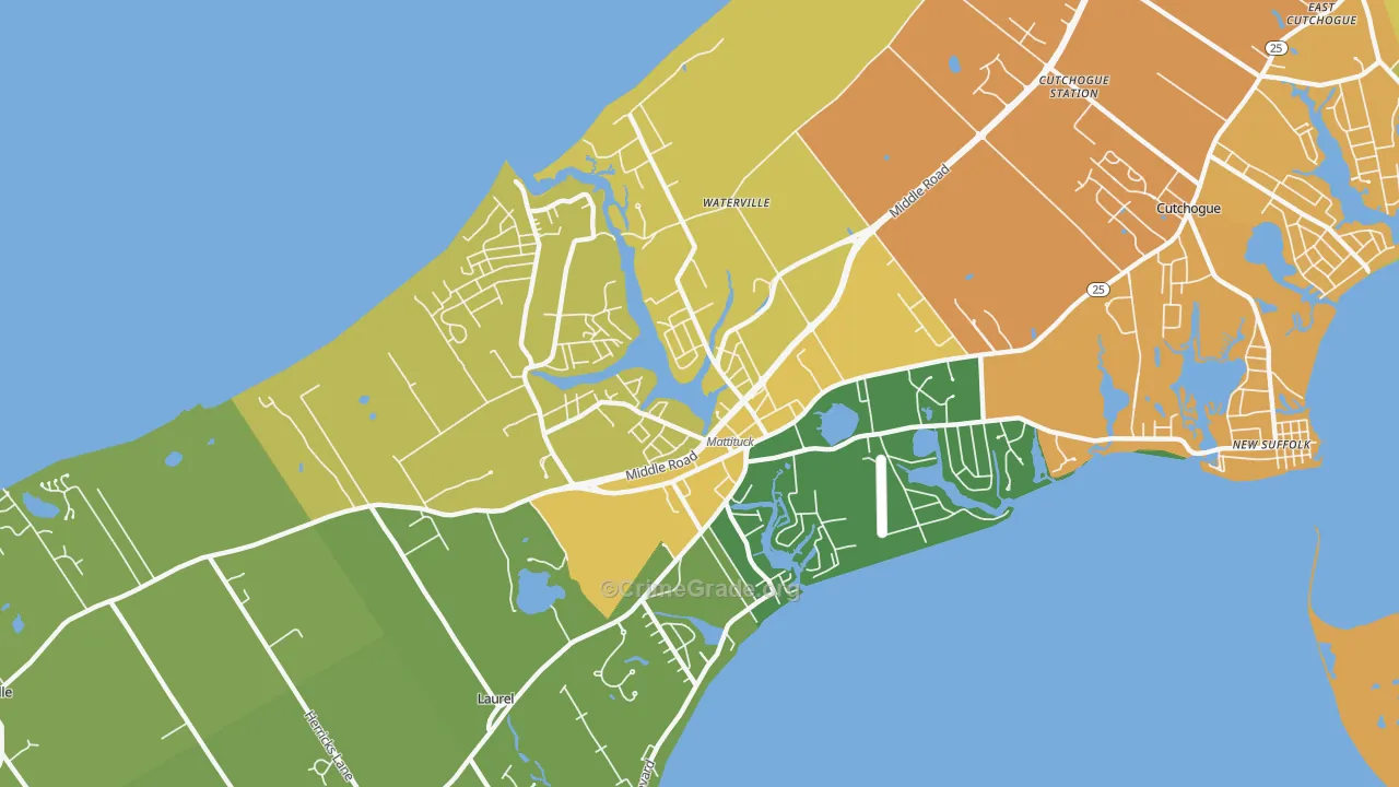 Mattituck, NY Map of Robbery Rates